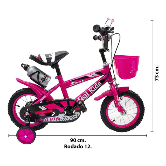 Bicicleta urbana infantil Lo Ideal Kids R12 1v frenos caliper color rosa con ruedas de entrenamiento