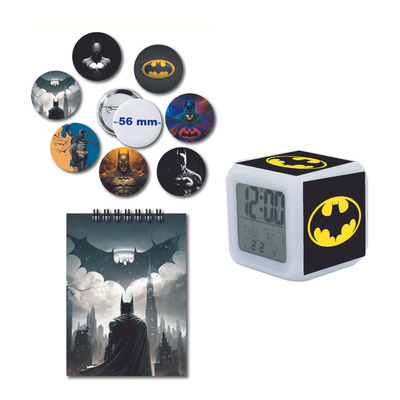 Batman Reloj Led+cuaderno Dibujo+chapitas