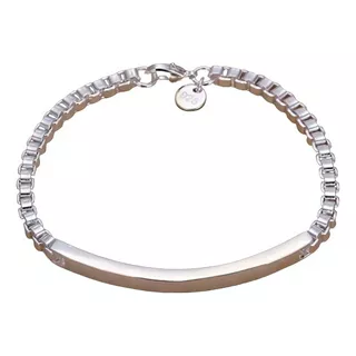 Pulseira Bracelete Corrente Com Banho De Prata 925 Caixa. Cor Prata/20 Cm Diâmetro 6 Cm