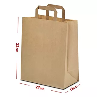 Bolsa Papel Kraft Marron Asa Plana 10 Kg #2