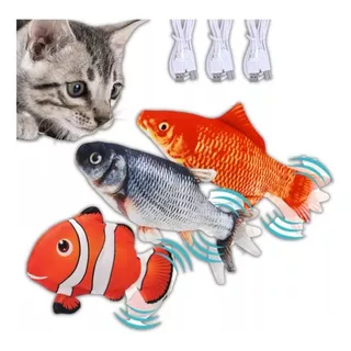 Brinquedo Peixe Elétrico Se Mexe Pet Para Gato Interativo Cor Variadas