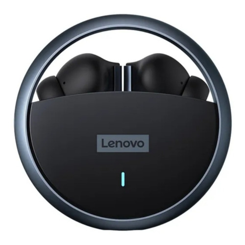 Audífonos in-ear gamer inalámbricos Lenovo ThinkPlus LivePods LP60 LP60 negro con luz  azul claro LED
