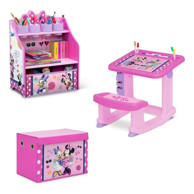 Set Escritorio Organizador Y Baul Infantil Niña Minnie Mouse