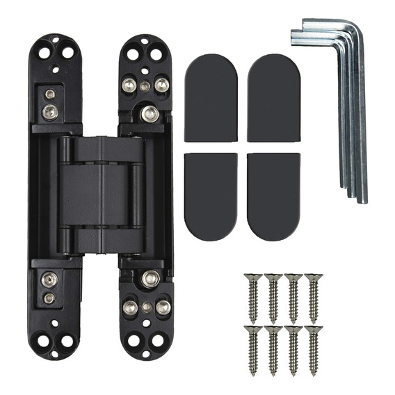 Bisagra Metálico Oculta Para Puerta Ajustable 3d 180° Negra