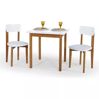 Conjunto Mesa 80cm Elisa Com 2 Cadeiras Elisa Moveis Decor Cor Branco/branco