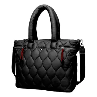 Cartera De Mujer Las Oreiro Grande Bolsillos Forrada Moda Color Negro Diseño De La Tela Liso