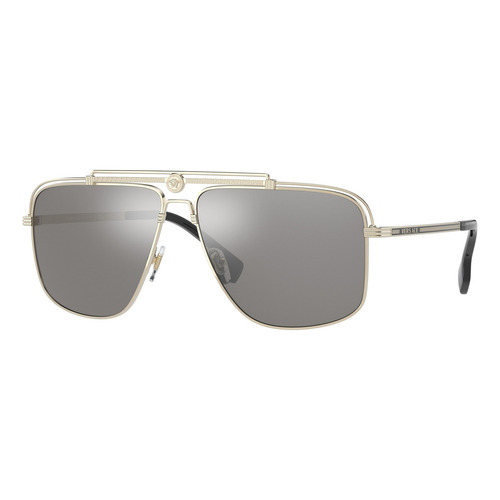 Lentes De Sol Versace Gris Espejeado Ve2242 12526g De Hombre Lente Plateado Varilla Nude Armazón Nude Diseño Mirror