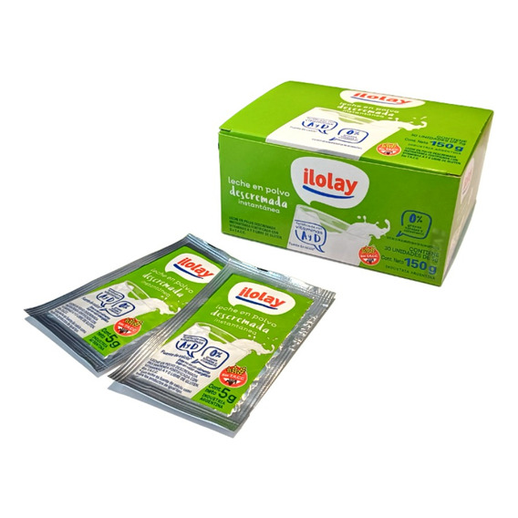 Leche Individual Descremada Ilolay Caja De 30 Sobres