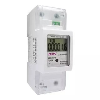 Medidor De Energia Monofasico 220vca Para Riel Din Baw