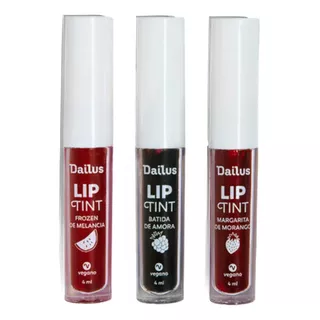Lip Tint Gel Dailus 4ml Vegano Kit C/3 Unidades Completo!