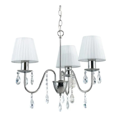 Colgante Araña Elegante Paris-3 3xe27 Cairel Pant.tela Cromo Cromo