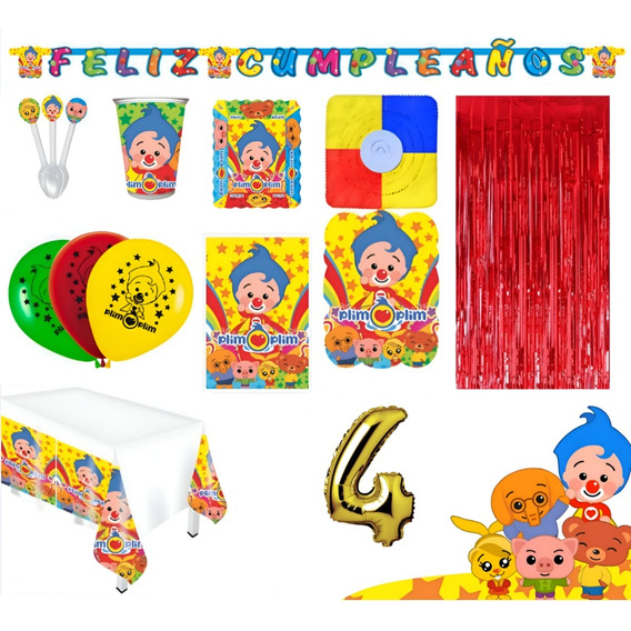 Kit Infantil Decoración Fiesta - Payaso Plim Plim X20 Inv