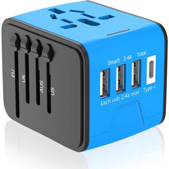 Adaptador Enchufe Universal De Viaje Us/uk/eu/au Usb-c + Usb