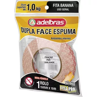 Fita Dupla Face Fixa Pro Espuma 19mmx10m