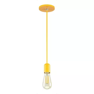 Pendente Socket 1 Lamp Amarelo Brilho Cabo Amarelo 110v/220v