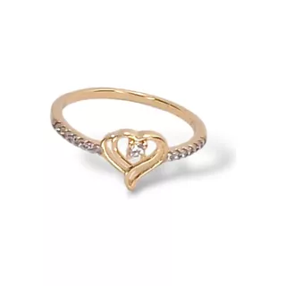 Anillo Corazón Calado Y Cristales Laminado Oro 18k Bellanel