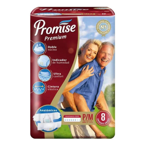 Pañales Para Adulto Promise Premium P/m X 8 Un Talle Pequeño / Mediano