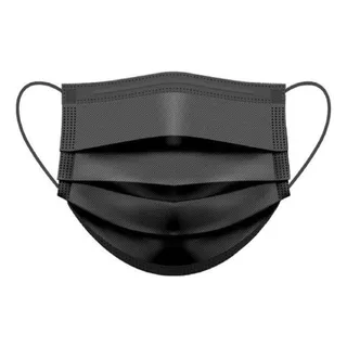Barbijo 4 Capas Negro Con Elastico Clip Nasal  Anmat X50 