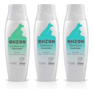 Kit 2 Shampoo 1 Condicionador Ozonio Pet Ohzon 300 Ml 