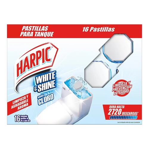 Desinfectante Pastilla Harpic White & Shine 16 Pastillas
