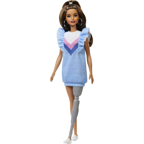 Barbie Fashionistas Doll #121 Con Pelo Castaño Y Pierna Pr