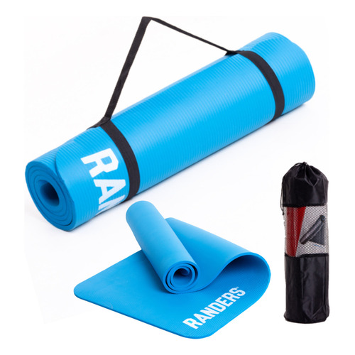 Alfombra Mat De Yoga Pilates Ejercicios Fitness 10mm Randers Color Azul