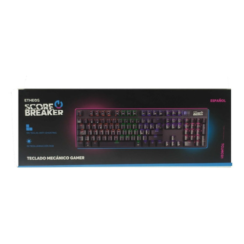 Teclado Mecanico Gamer Rgb Switch Red Etheos Tclmcg1 Español Color del teclado Negro Idioma Español Latinoamérica