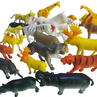 Kit Com 24 Animais Da Selva Safari Miniatura Uma Fofura !