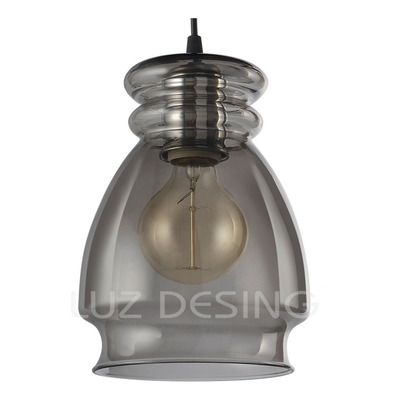 Colgante 1 Luz Vidrio Fume Antique Moderno Apto Led E-27