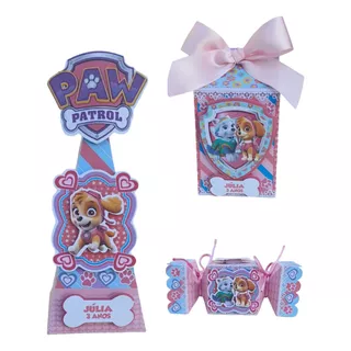 Kit Festa Patrulha Canina Rosa Skye Personalizados 3d Milk 