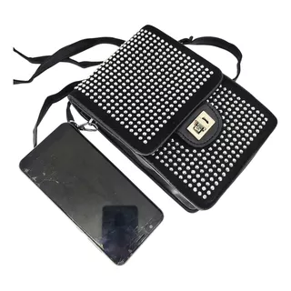 Bolsa Feminina Transversal Porta Celular Brilho Strass Luxo