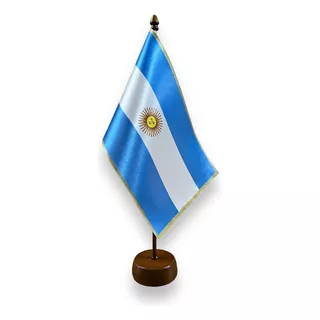 Bandera Argentina De Escritorio C/base Madera *altura 40cm