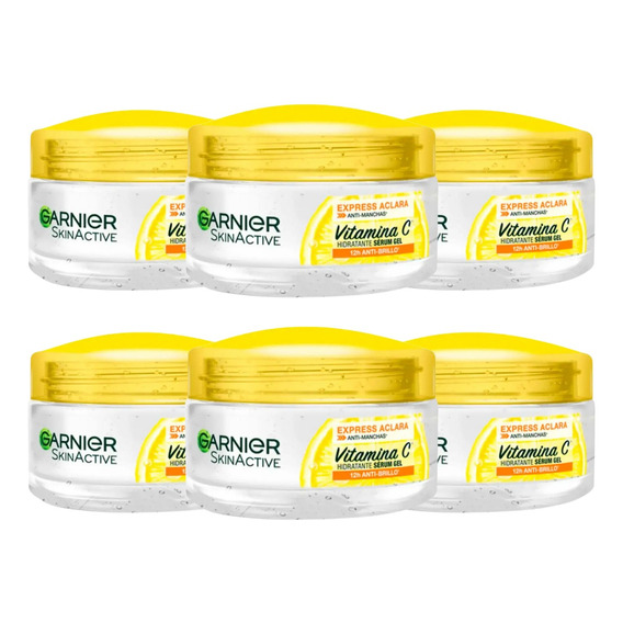 Combo X6 Garnier Gel Facial Aclarante Vitamina C 50ml