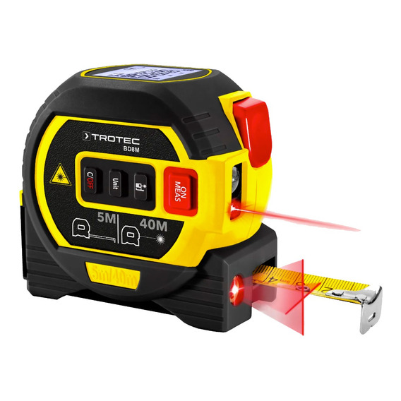 Flexómetro Laser Trotec Bd8m 5 Mts | Laser 40 Mts | Referencia de lineas crizadas. Telemetro 3 en 1