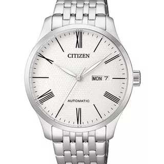 Reloj Citizen Automatic Nh835059a Hombre Color De La Malla Plateado Color Del Bisel Plateado Color Del Fondo Crema