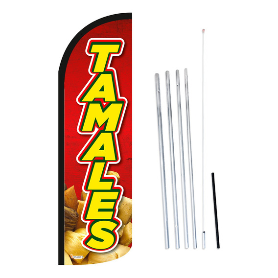 Bandera Publicitaria 4m Tamales (r) Completa C/asta