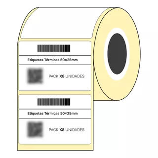 Etiquetas Térmicas 50mm X 25mm Autoadhesivas Para Despacho Logística Buje 25mm - Pack X8 Rollos