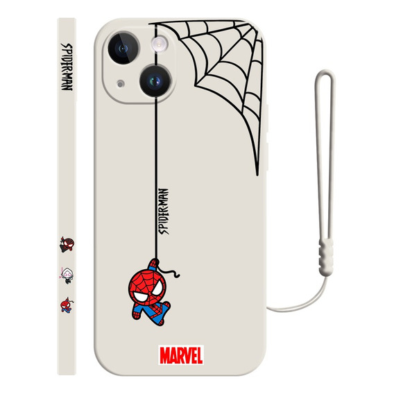 Funda De Silicona Diseño De Spiderman Para iPhone + Correas