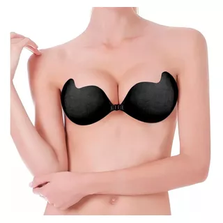 Lote De 10 Bra Textil Strapless Adherible V-bra Negro M3021