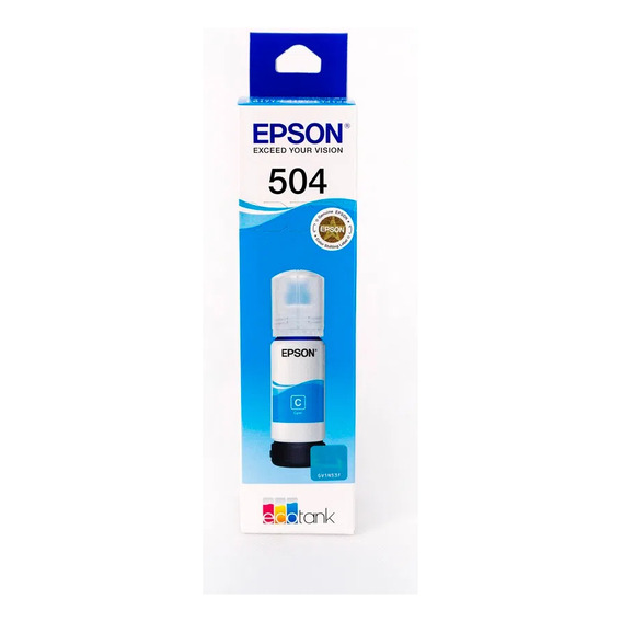 Botella De Tinta Epson T504 Cian