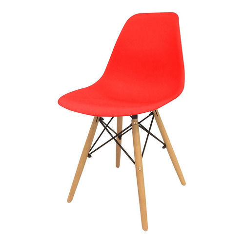 Silla de comedor DeSillas Eames, estructura color rojo, 1 unidad