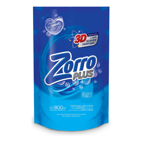 Jabón líquido Zorro Plus Clásico repuesto 800 ml