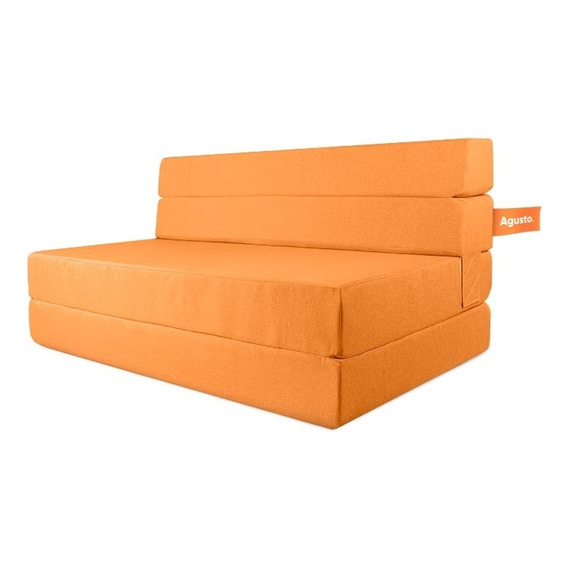 Sofa Cama Doble Sillon Plegable Matrimonial Colchon Agusto Color Naranja