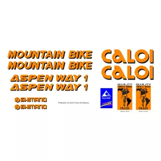Adesivos Antiga Bicicleta Caloi Aspen Way 1 Laranja/preto