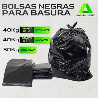 Bolsa Plasticas Negras Para Basura  (40kg) Cal #14 Y #12 