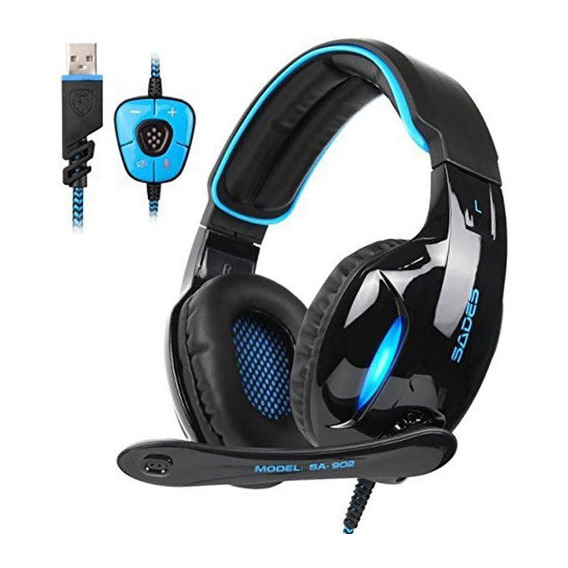 Auricular Headset Gamer Sades  Sa-902 7.1 / Makkax Color Azul