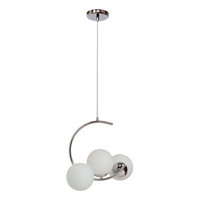 Lampara Colgante Tripli C 3 Luces Cromo Opal Apto Led G9