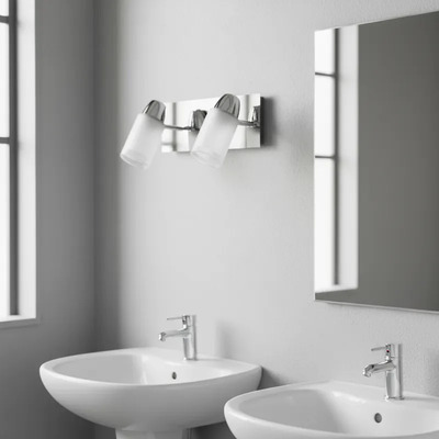 Aplique 2 Luces Movil Vidrio Baño Apto Led E-27 Luz Desing Cromo