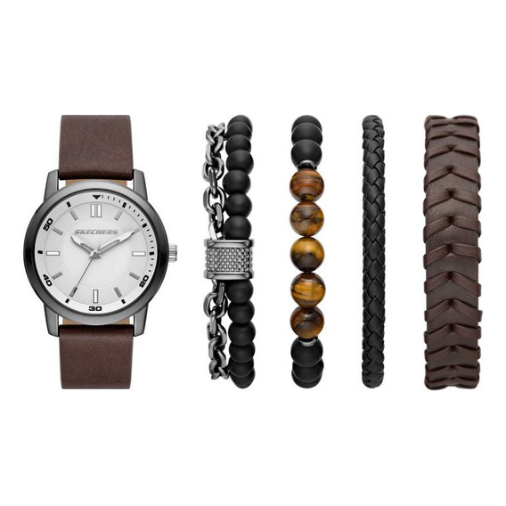 Reloj Para Hombre Skechers Casual Beads Set 2 Sr9072 Marrón