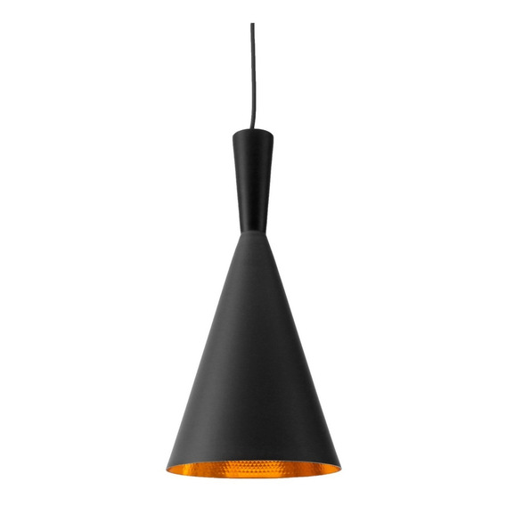 Lámpara Colgante Moderna Tom Dixon Beat Tall Negro Aluminio